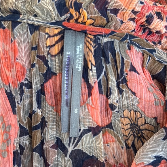 Anthropologie Orange and Gray Long Sleeve Sheer Dress - Picture 10 of 16